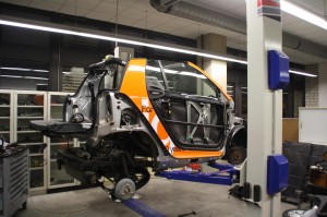 The igus® car stripped down to be retrofit with iglide® plastic bearings.