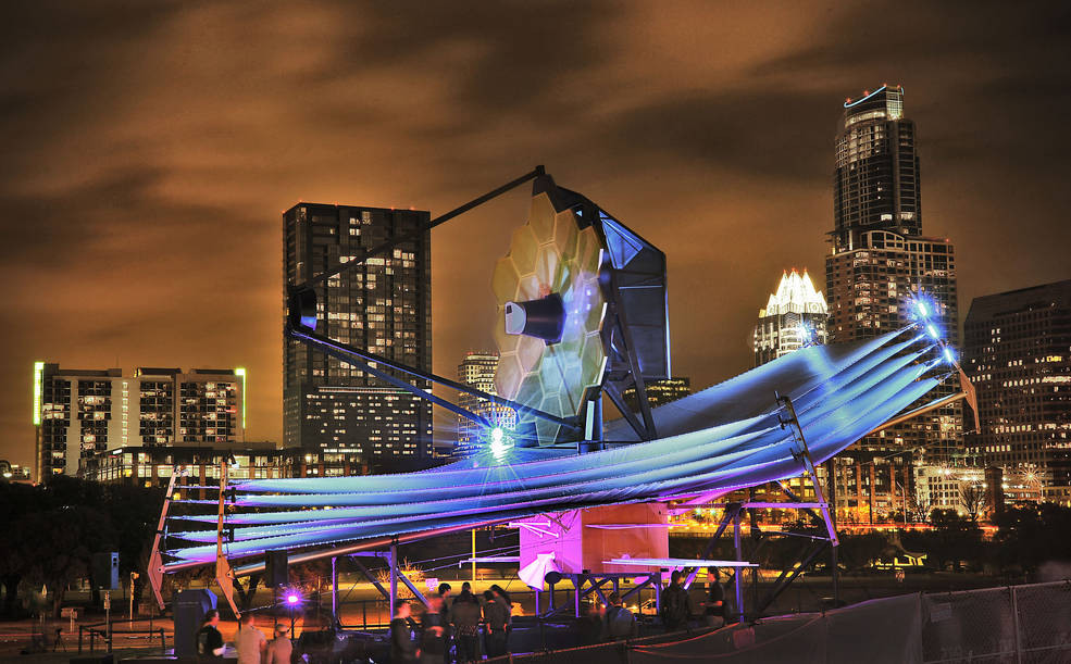 The full-scale James Webb Space Telescope model at South by Southwest in Austin. Image courtesy NASA/Chris Gunn