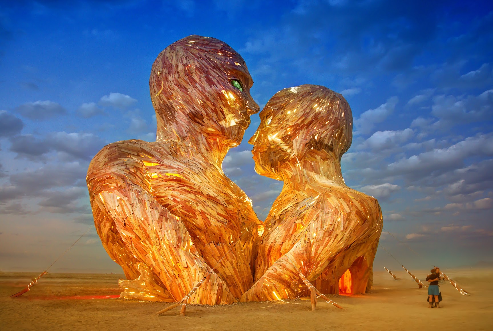 Watch Burning Man’s 72- Foot Tall ‘Embrace’ Structure In Flames!
