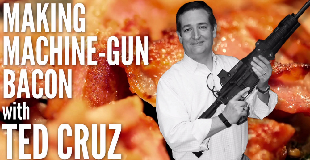 Texas Senator and GOP Candidate Ted Cruz Cooks Bacon on the Barrel of an AR-15