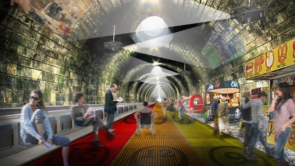 London’s New Public Transport to Encompass a 15 MPH Moving Sidewalk?