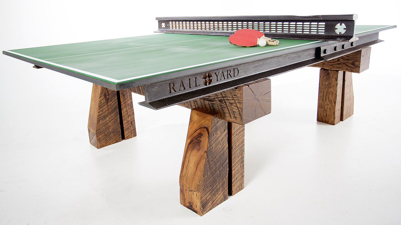 110 Year Old Railroad Steel Used to Make a Sturdy, Stylish Ping Pong Table