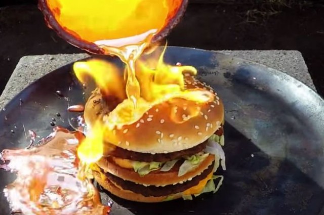 Watch What Happens When You Pour Molten Copper Onto a Big Mac