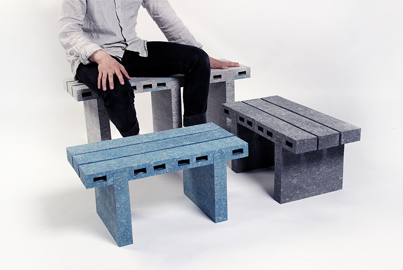 Designer Woojai Lee Creates Brick-Like Furniture with Recycled Newspapers