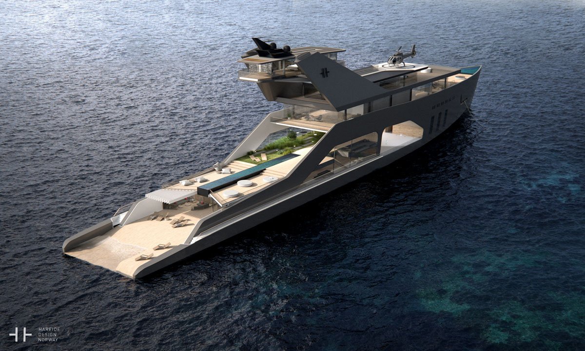 350-Foot Megayacht Concept Features Its Own Garden and Private Beach Area