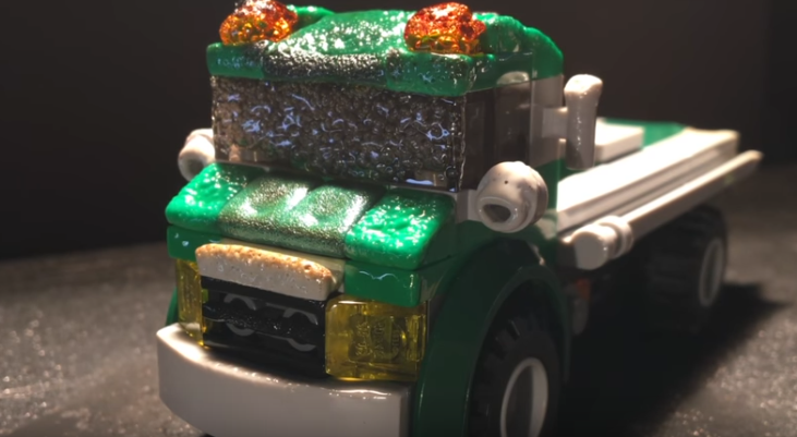 Watch a LEGO Helicopter and Truck Go Up Against a Gas Torch