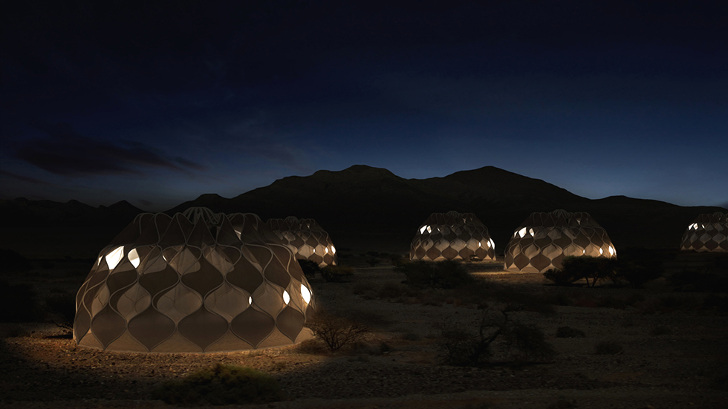 These Transportable Woven Refugee Tents Store Water and Are Powered by the Sun