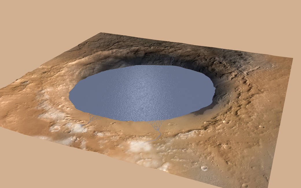 Mars Express Orbiter Finds Huge Crater of Water Ice on Mars