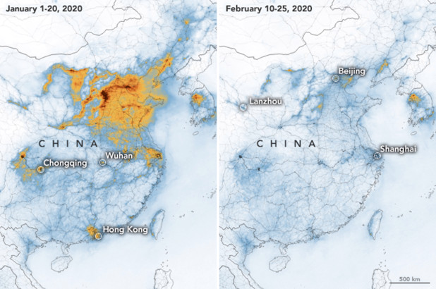 Corona-Virus: NASA Satellite Images Show Drastic Decline In China Pollution