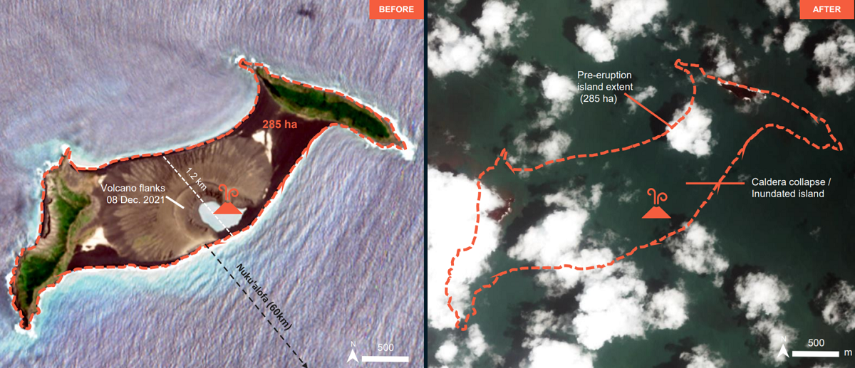Satellite Images captured destruction in Tonga Where Volcano Erupted
