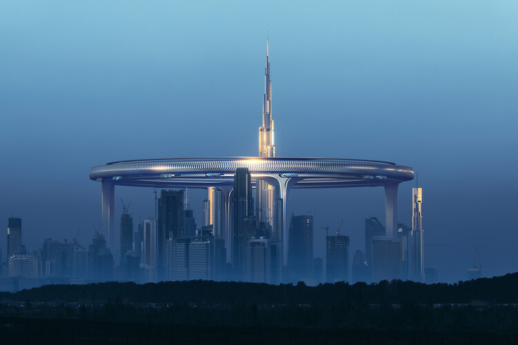 Architects Design a Suspended City Surrounding Burj Khalifa